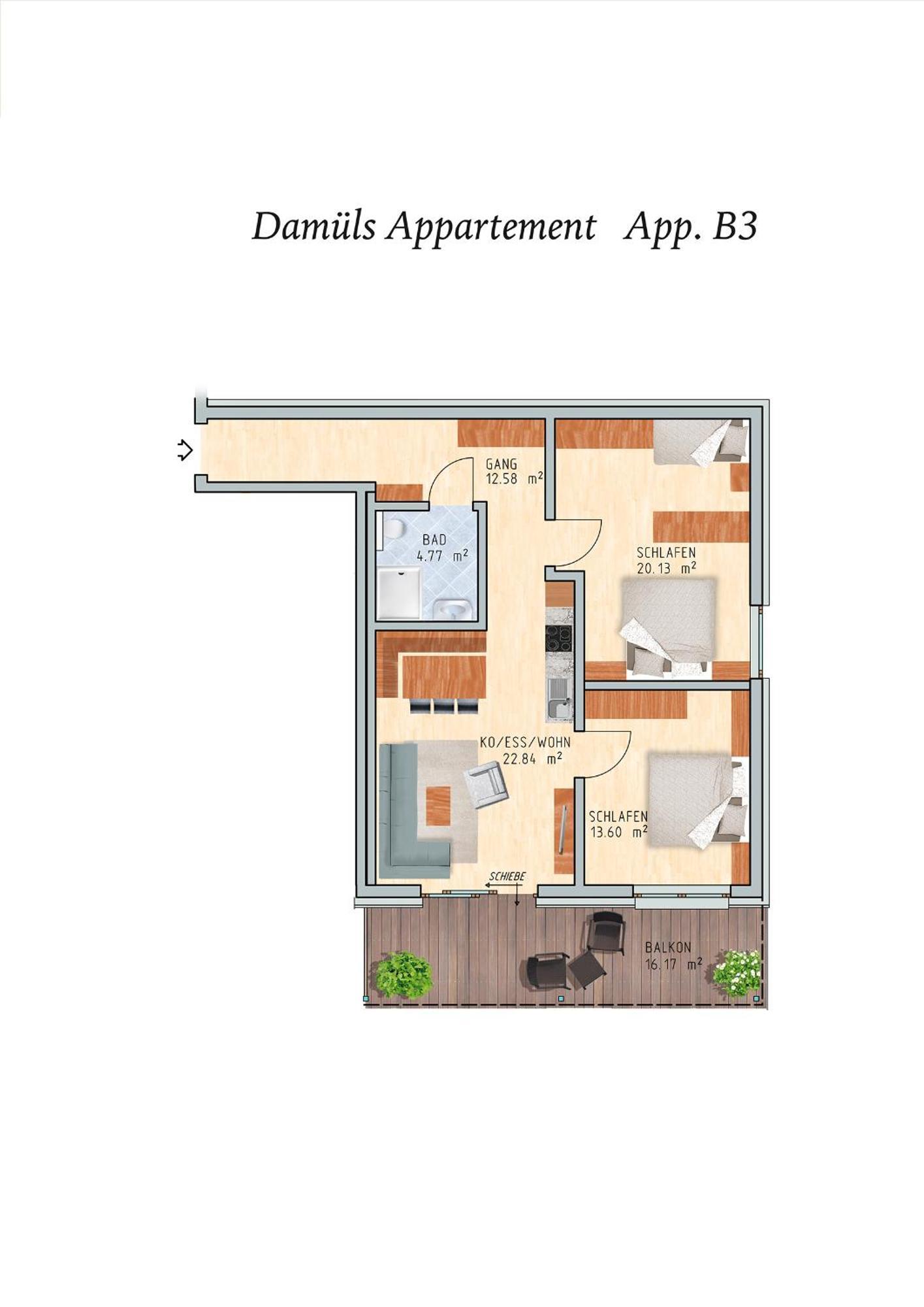 Apartment B3 mit Balkon